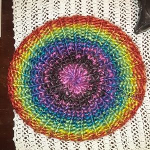 Rainbow crochet beret